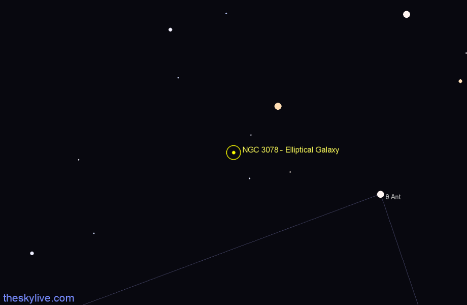 Finder chart NGC 3078 - Elliptical Galaxy in Hydra star