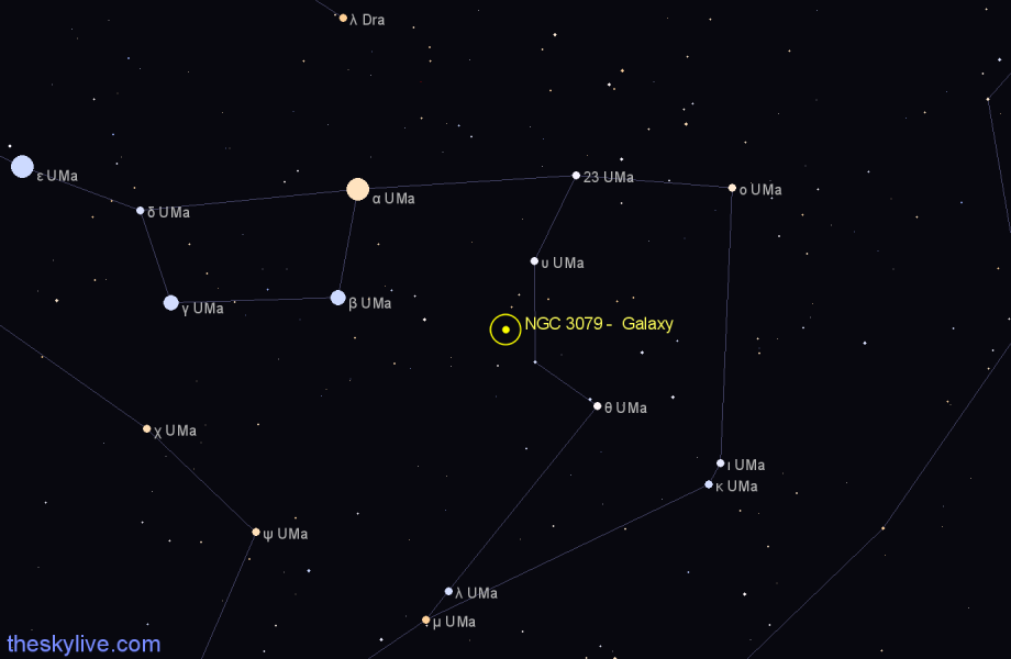 Finder chart NGC 3079 - Galaxy in Ursa Major star