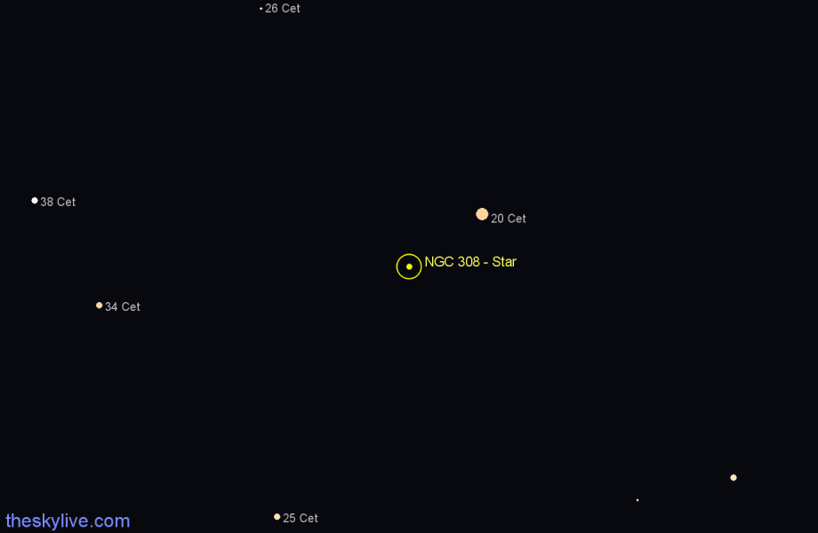 Finder chart NGC 308 - Star in Cetus star
