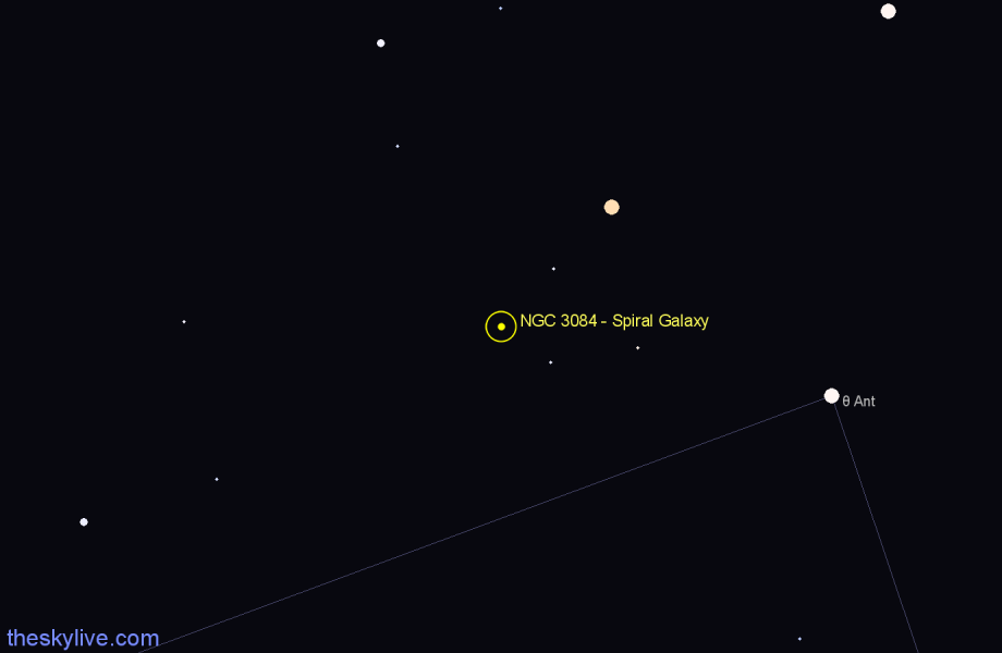 Finder chart NGC 3084 - Spiral Galaxy in Antlia star