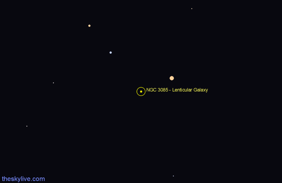 Finder chart NGC 3085 - Lenticular Galaxy in Hydra star