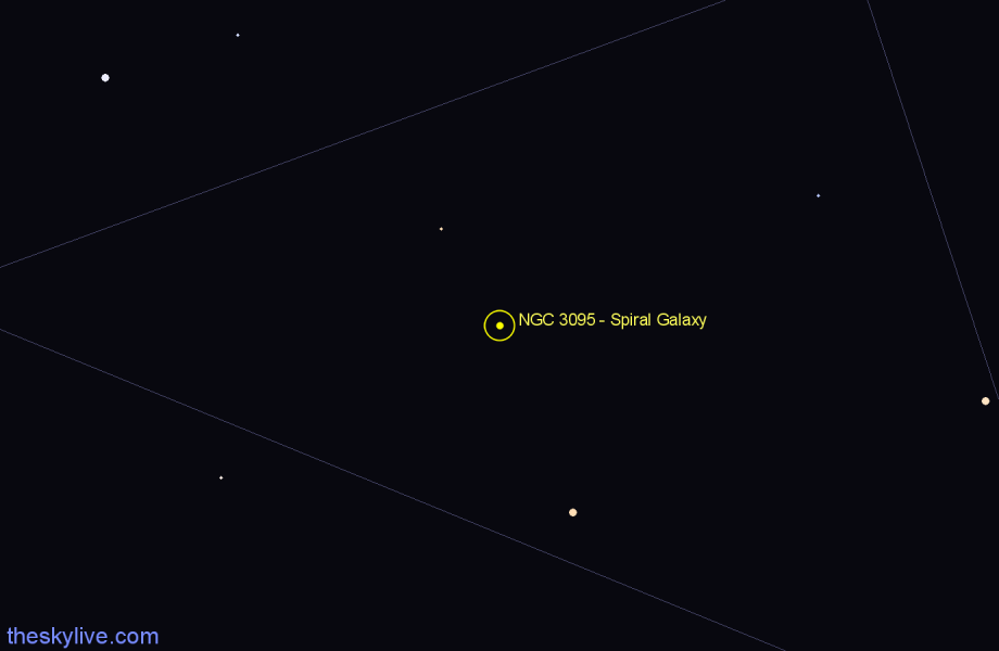 Finder chart NGC 3095 - Spiral Galaxy in Antlia star