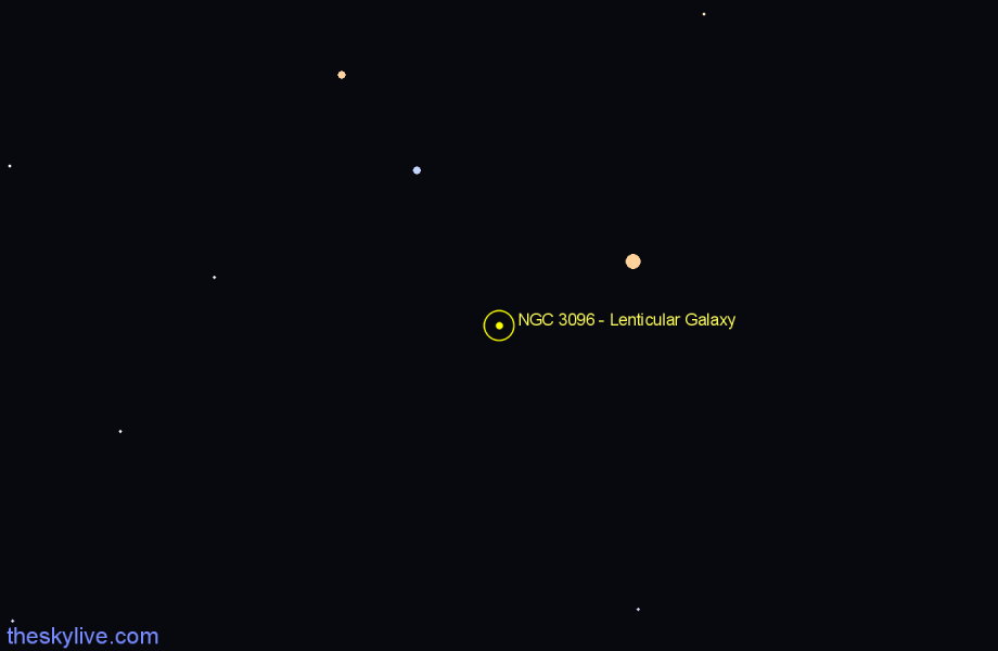 Finder chart NGC 3096 - Lenticular Galaxy in Hydra star