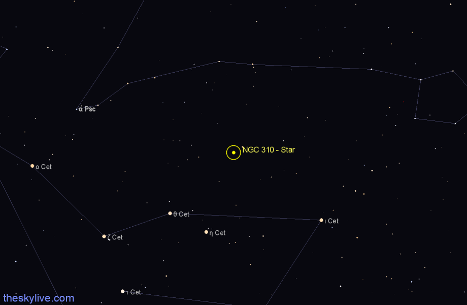 Finder chart NGC 310 - Star in Cetus star