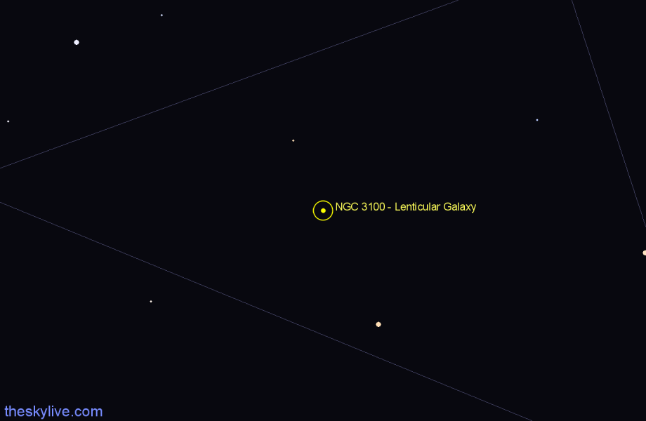 Finder chart NGC 3100 - Lenticular Galaxy in Antlia star
