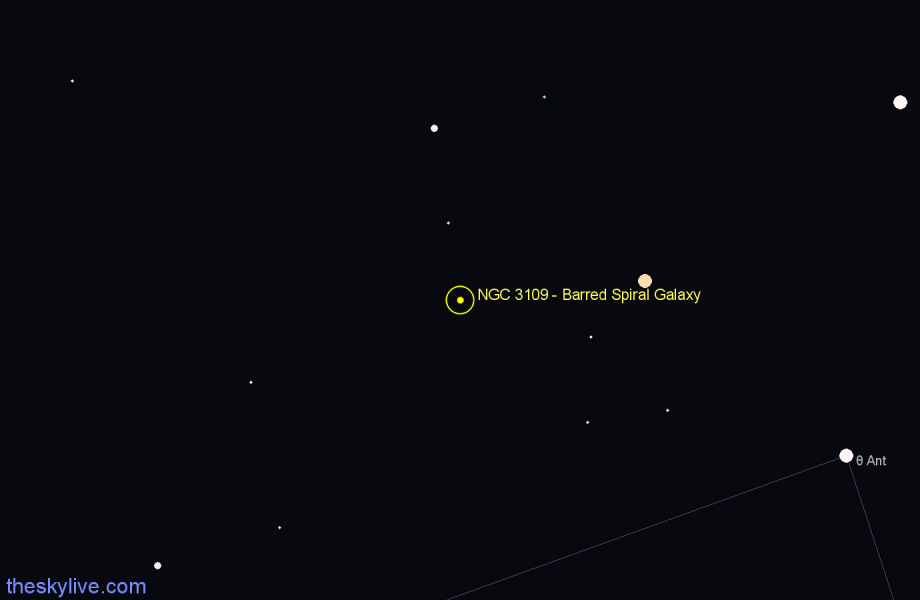 Finder chart NGC 3109 - Barred Spiral Galaxy in Hydra star