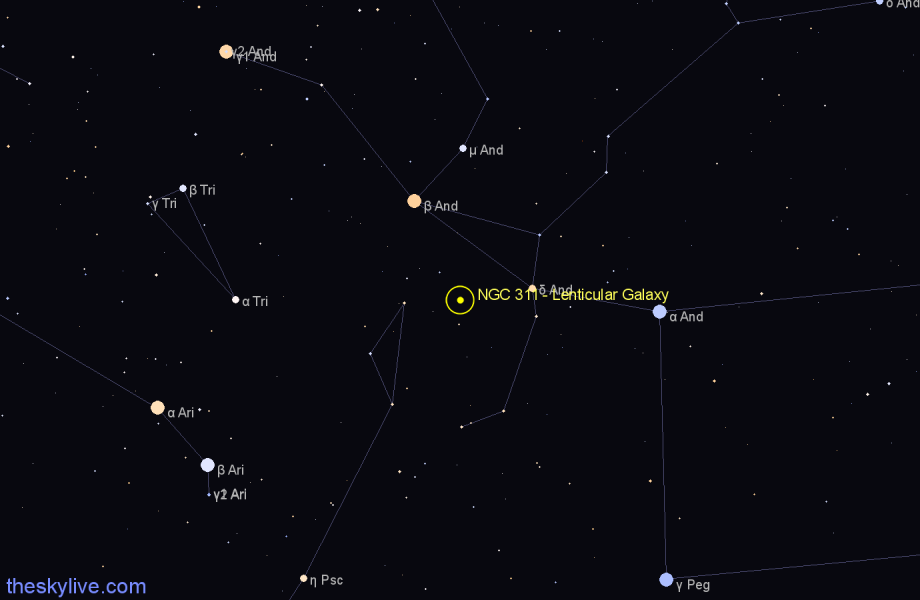 Finder chart NGC 311 - Lenticular Galaxy in Pisces star