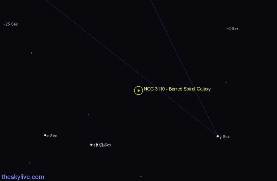 Finder chart NGC 3110 - Barred Spiral Galaxy in Sextans star