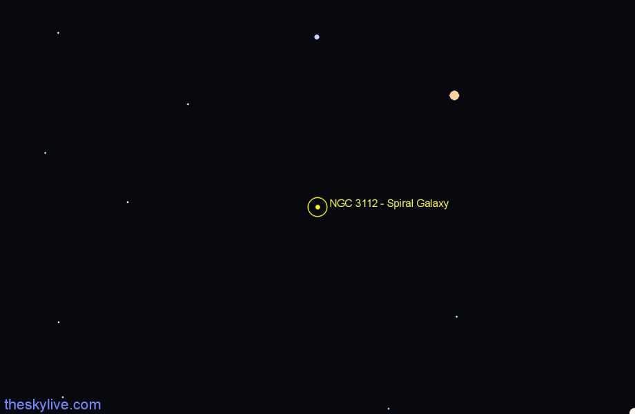 Finder chart NGC 3112 - Spiral Galaxy in Hydra star