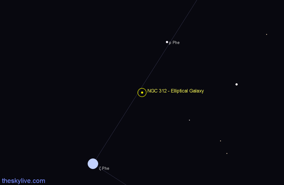 Finder chart NGC 312 - Elliptical Galaxy in Phoenix star