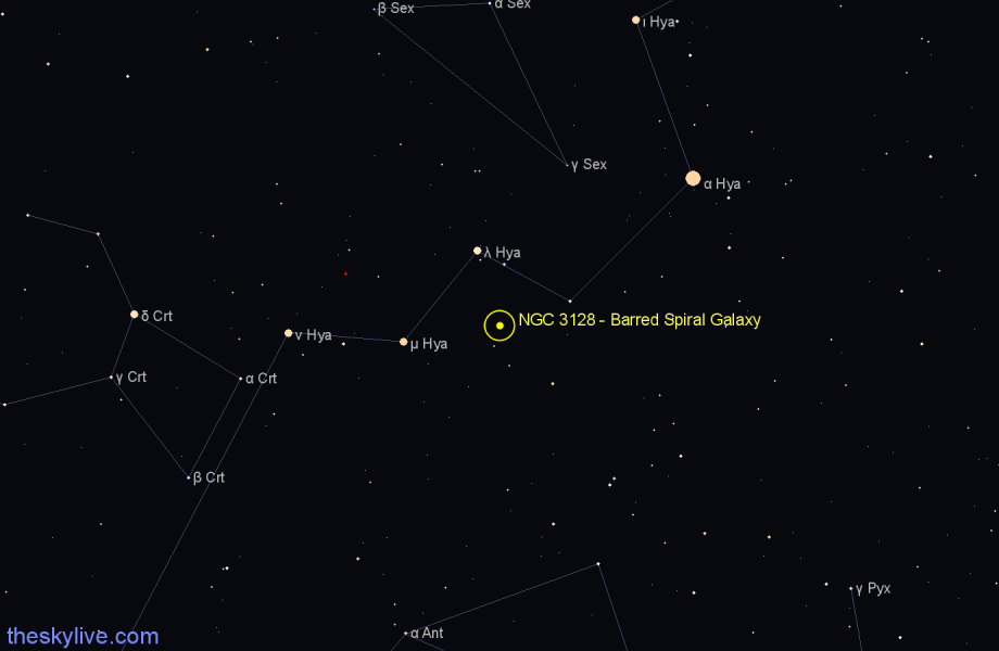Finder chart NGC 3128 - Barred Spiral Galaxy in Hydra star