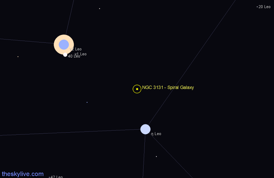 Finder chart NGC 3131 - Spiral Galaxy in Leo star