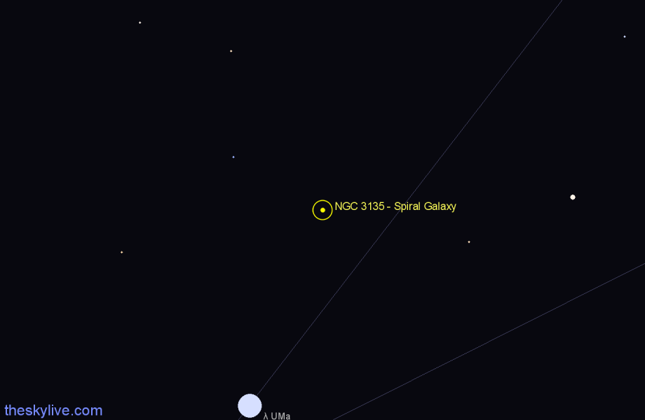 Finder chart NGC 3135 - Spiral Galaxy in Ursa Major star