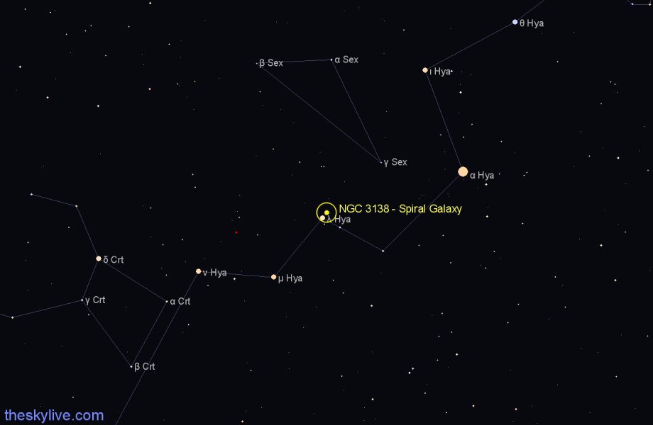 Finder chart NGC 3138 - Spiral Galaxy in Hydra star