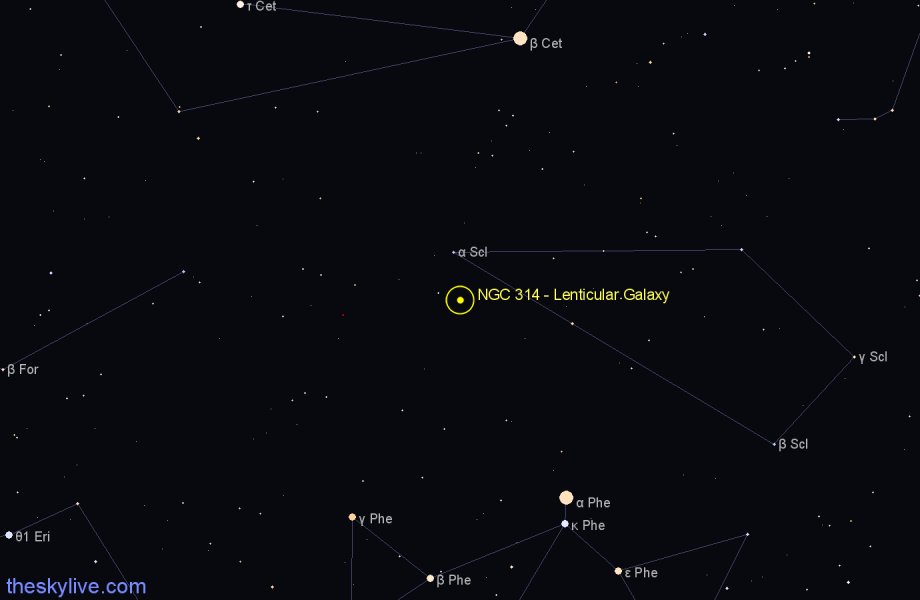 Finder chart NGC 314 - Lenticular Galaxy in Sculptor star