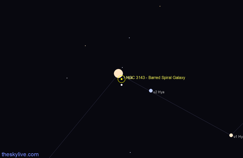 Finder chart NGC 3143 - Barred Spiral Galaxy in Hydra star