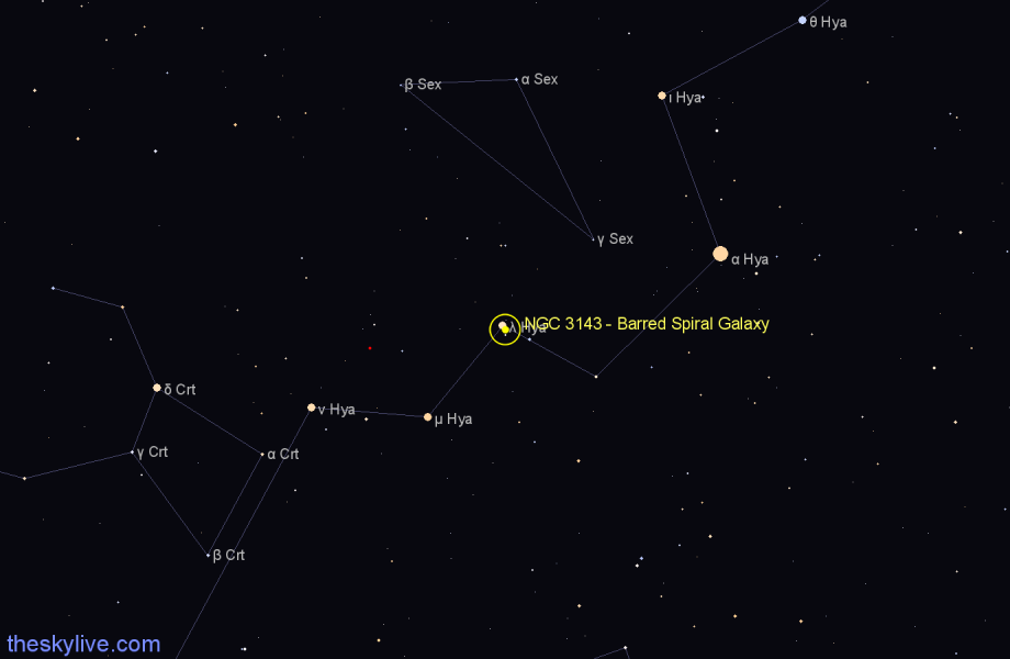 Finder chart NGC 3143 - Barred Spiral Galaxy in Hydra star