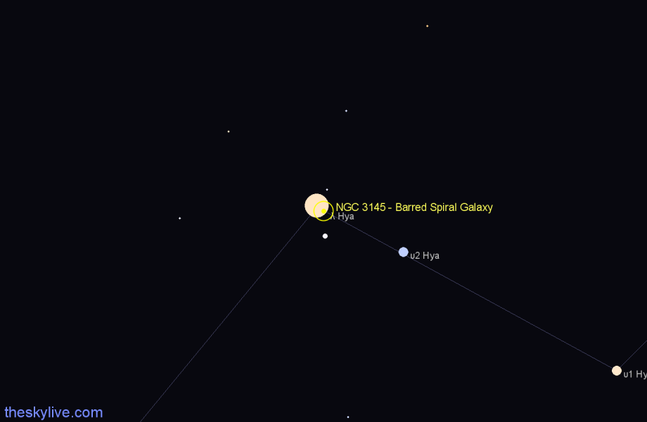 Finder chart NGC 3145 - Barred Spiral Galaxy in Hydra star