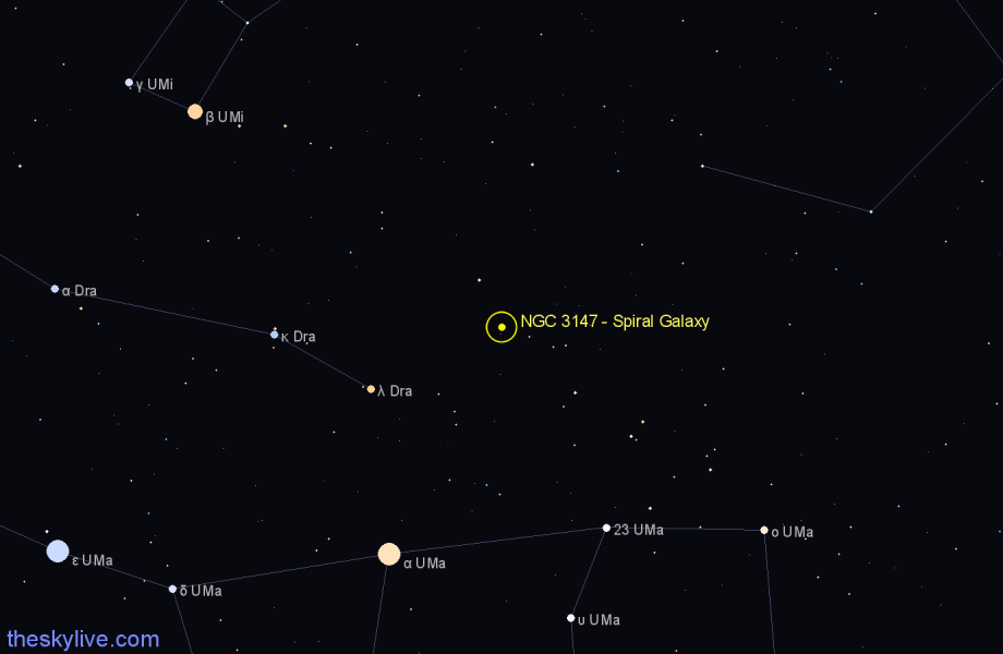 Finder chart NGC 3147 - Spiral Galaxy in Draco star