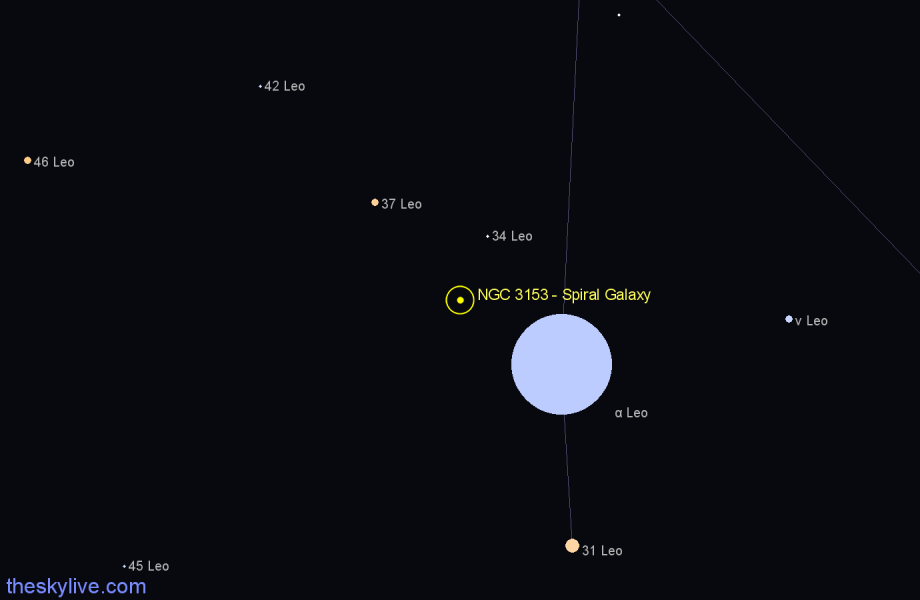 Finder chart NGC 3153 - Spiral Galaxy in Leo star