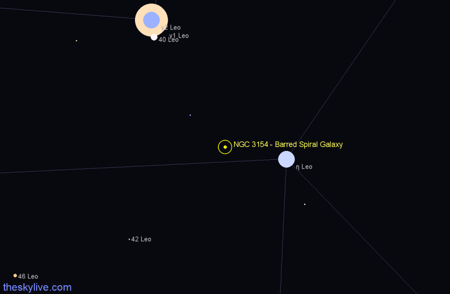 Finder chart NGC 3154 - Barred Spiral Galaxy in Leo star