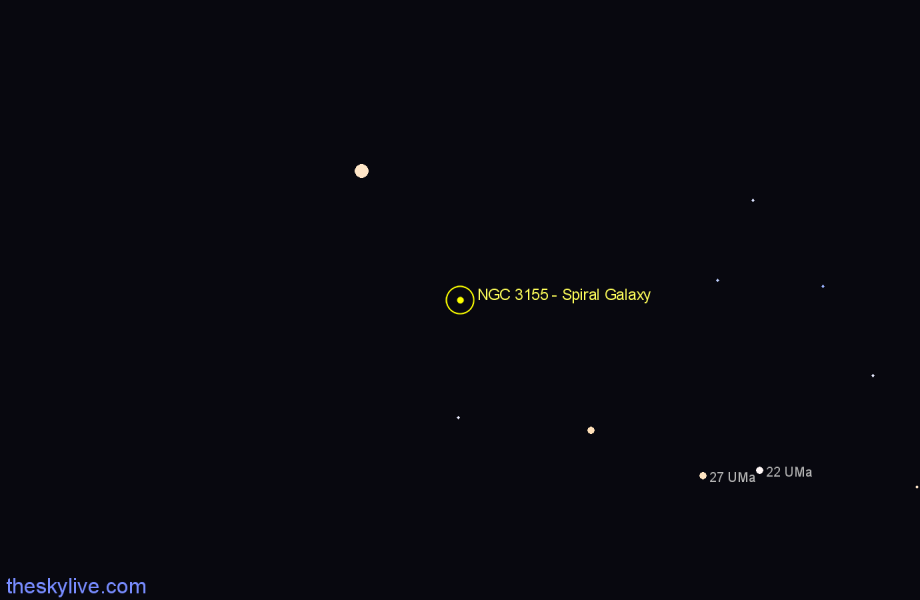 Finder chart NGC 3155 - Spiral Galaxy in Draco star