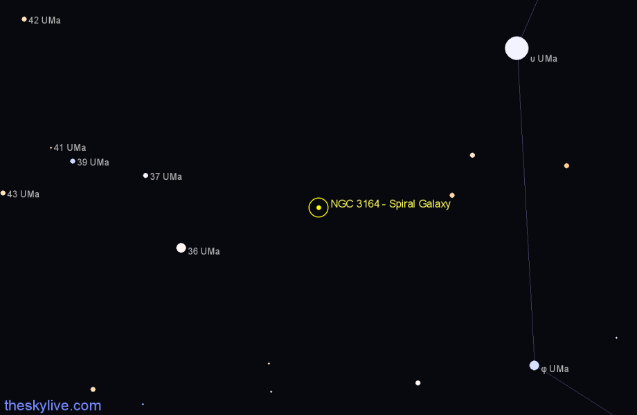 Finder chart NGC 3164 - Spiral Galaxy in Ursa Major star