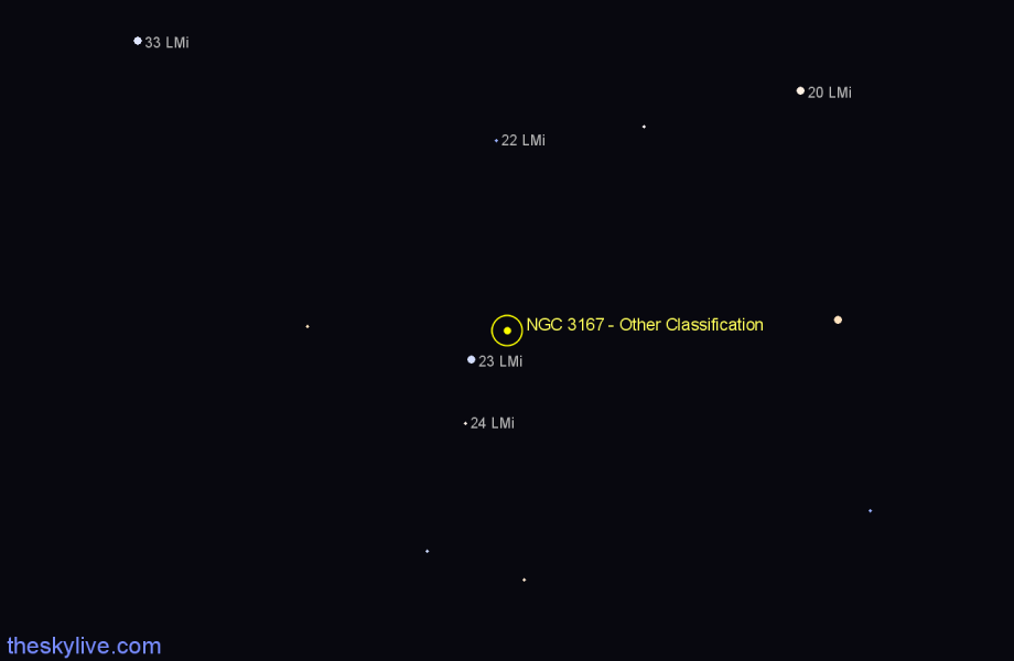 Finder chart NGC 3167 - Other Classification in Leo Minor star