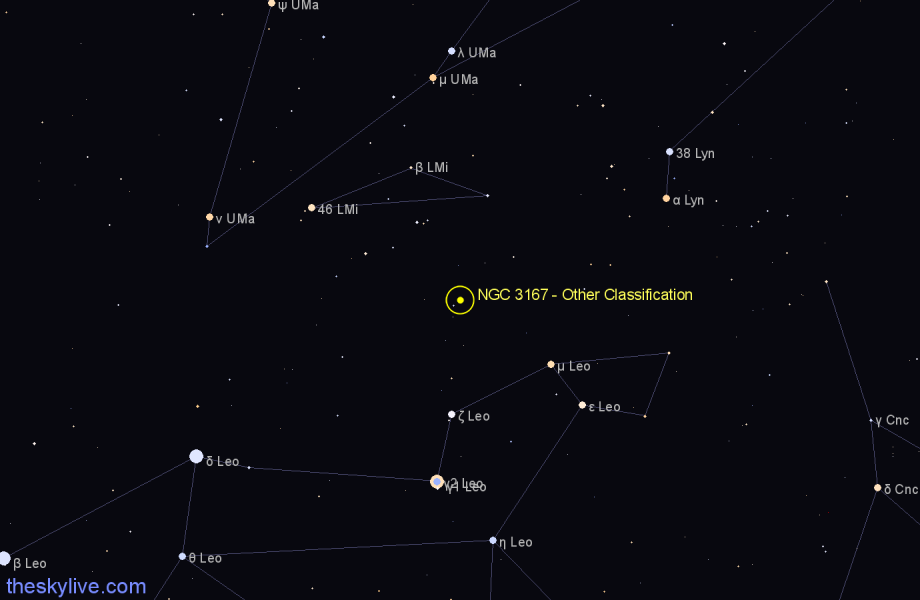 Finder chart NGC 3167 - Other Classification in Leo Minor star
