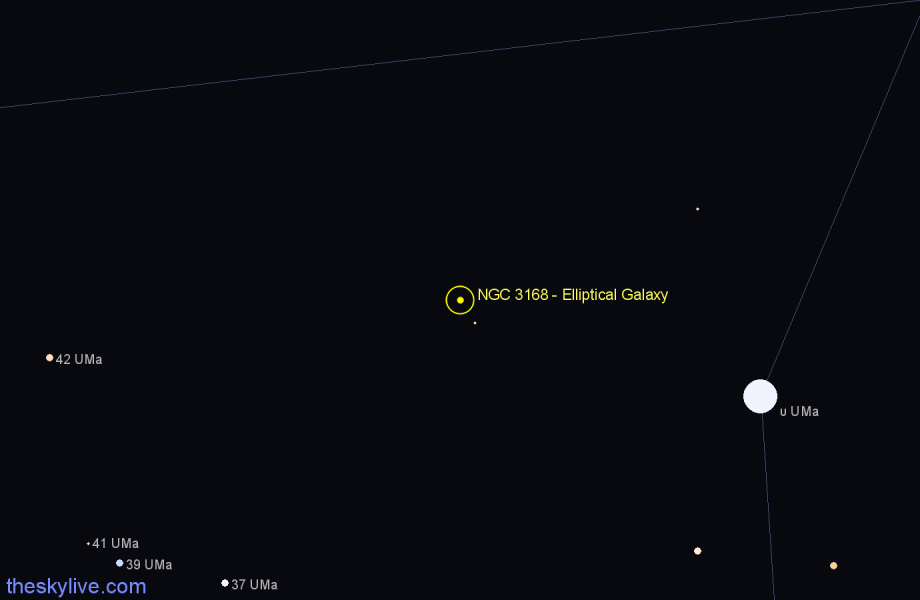 Finder chart NGC 3168 - Elliptical Galaxy in Ursa Major star