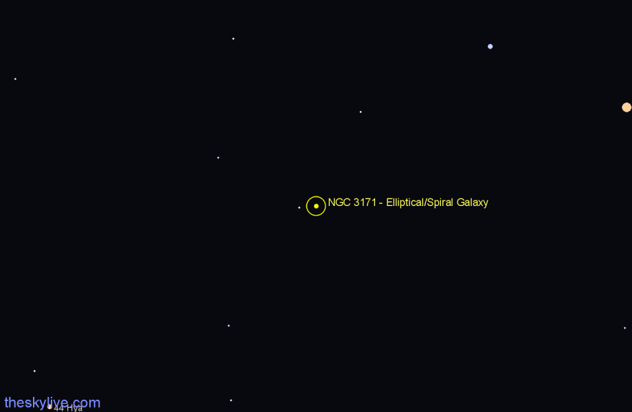 Finder chart NGC 3171 - Elliptical/Spiral Galaxy in Hydra star