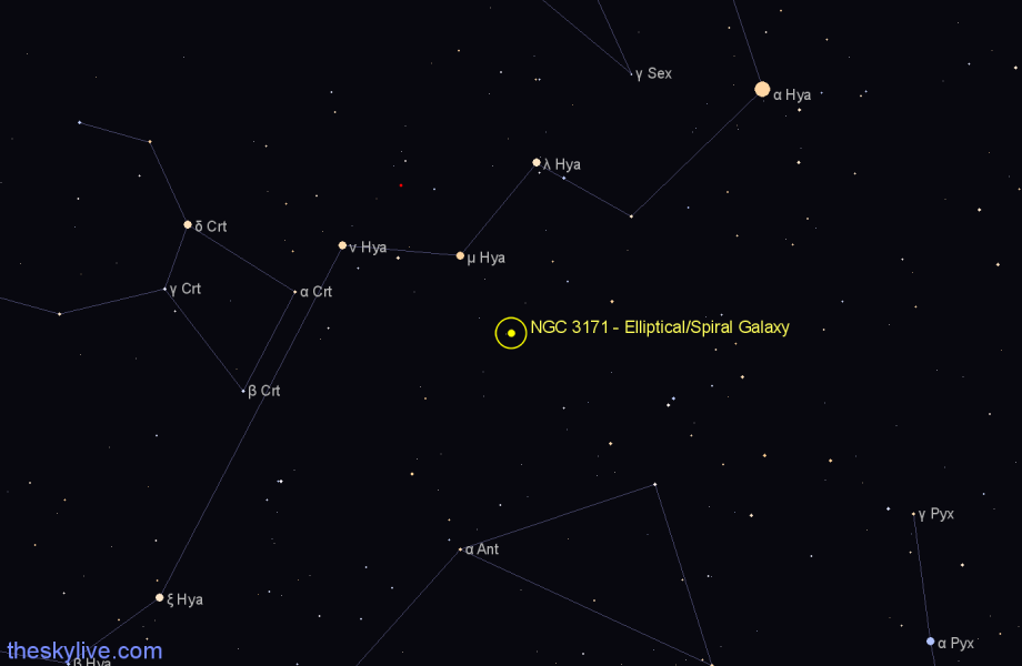 Finder chart NGC 3171 - Elliptical/Spiral Galaxy in Hydra star