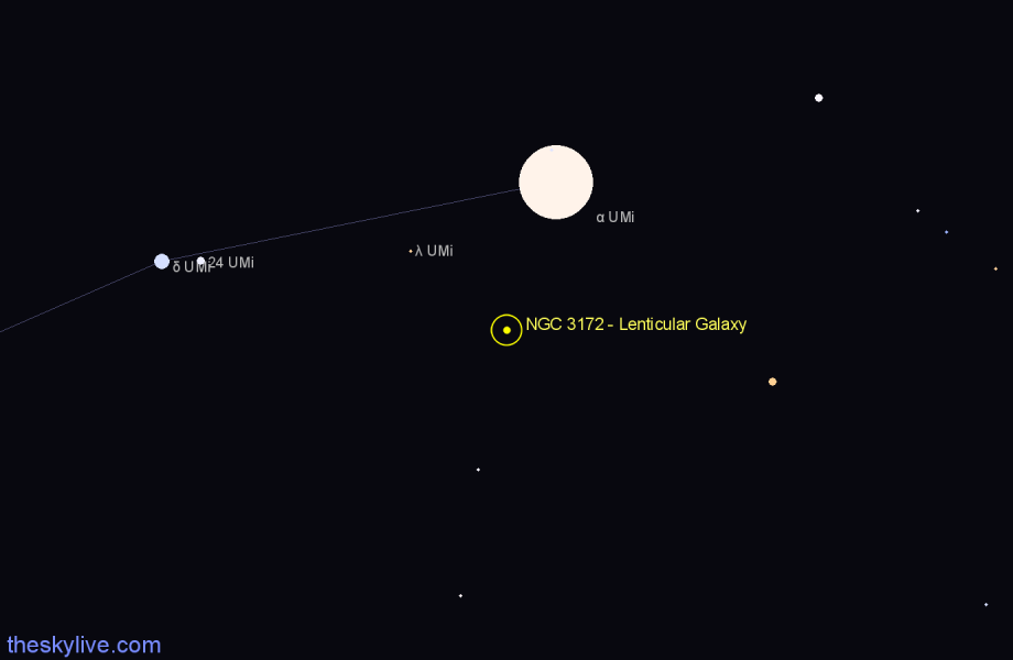 Finder chart NGC 3172 - Lenticular Galaxy in Ursa Minor star