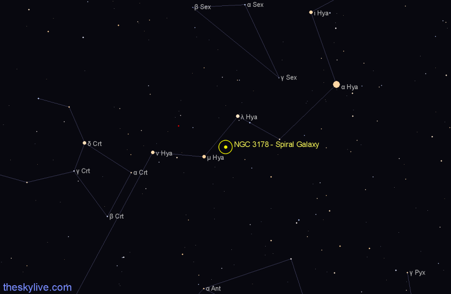 Finder chart NGC 3178 - Spiral Galaxy in Hydra star