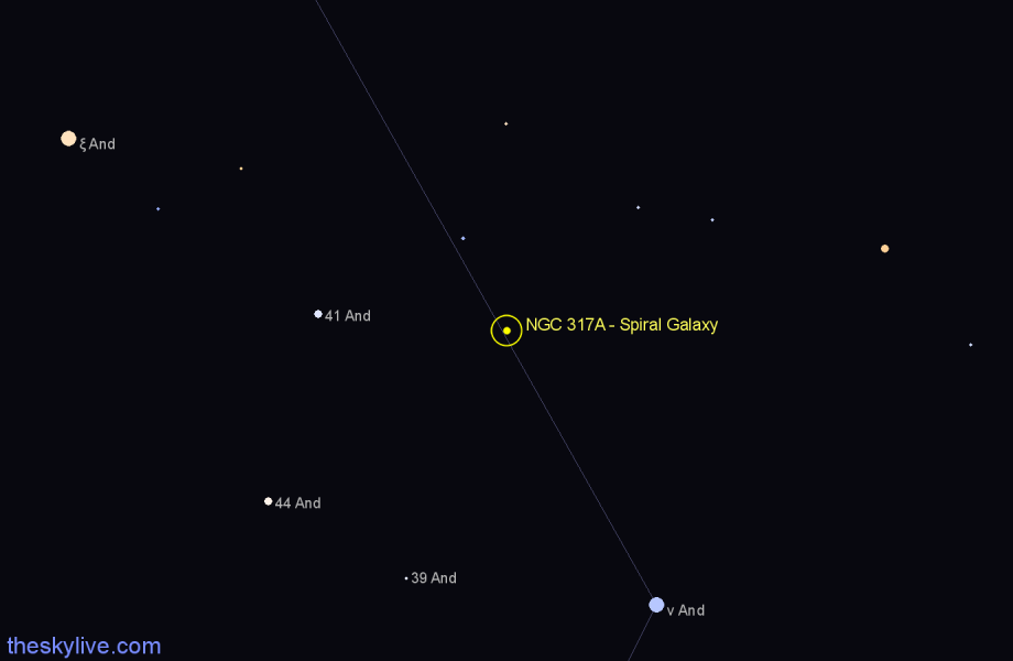 Finder chart NGC 317A - Spiral Galaxy in Andromeda star