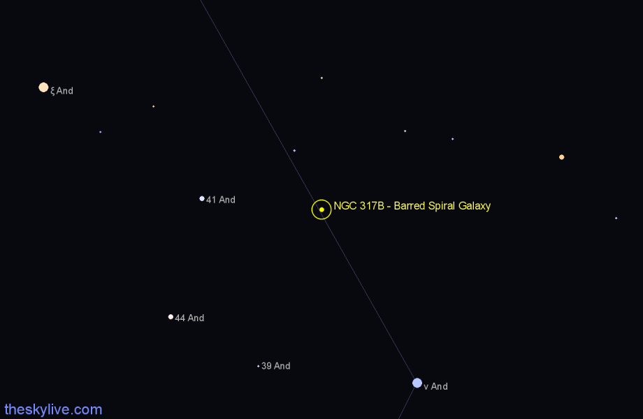 Finder chart NGC 317B - Barred Spiral Galaxy in Andromeda star