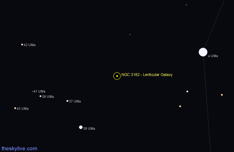 Finder chart NGC 3182 - Lenticular Galaxy in Ursa Major star