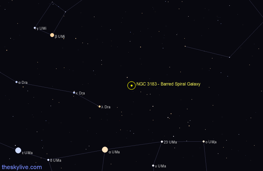 Finder chart NGC 3183 - Barred Spiral Galaxy in Draco star