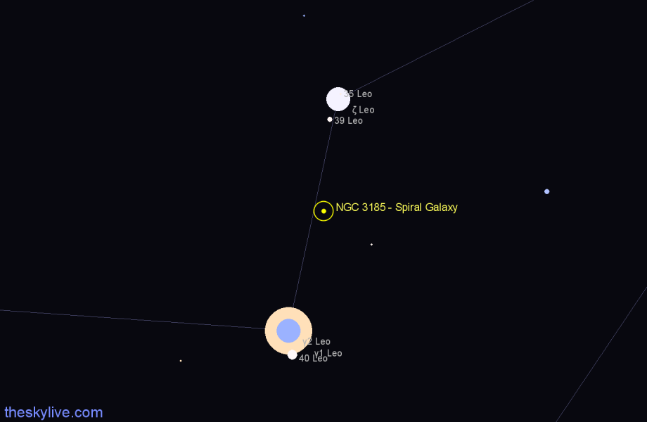 Finder chart NGC 3185 - Spiral Galaxy in Leo star