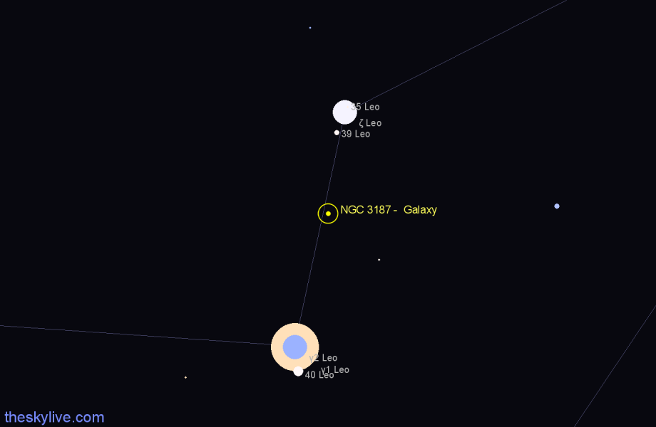 Finder chart NGC 3187 -  Galaxy in Leo star