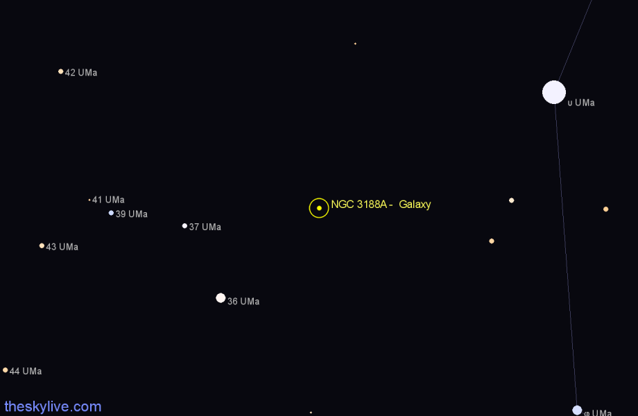 Finder chart NGC 3188A - Galaxy in Ursa Major star