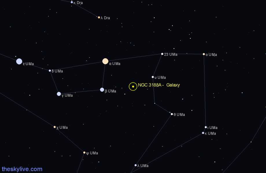 Finder chart NGC 3188A - Galaxy in Ursa Major star