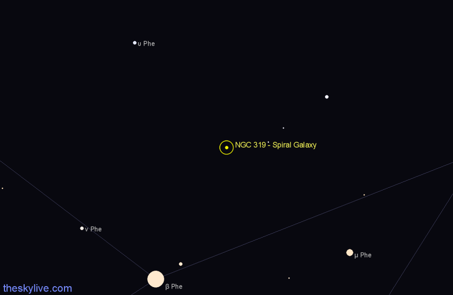 Finder chart NGC 319 - Spiral Galaxy in Phoenix star