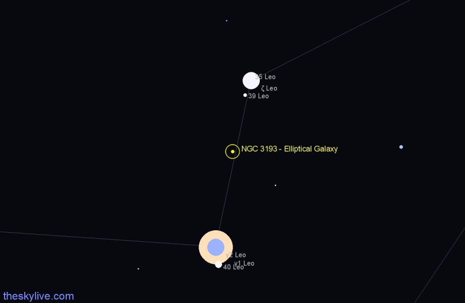 Finder chart NGC 3193 - Elliptical Galaxy in Leo star