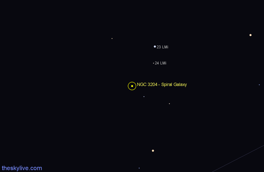 Finder chart NGC 3204 - Spiral Galaxy in Leo star