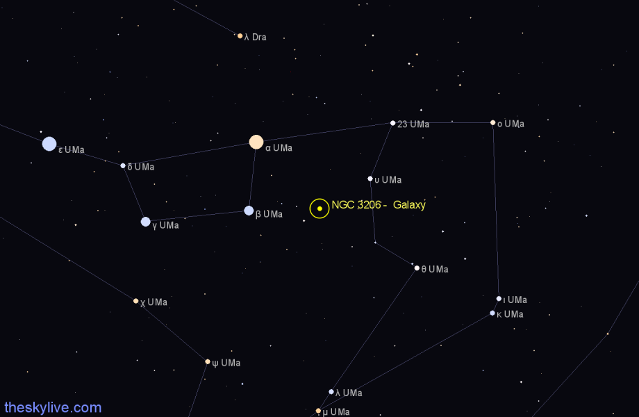 Finder chart NGC 3206 -  Galaxy in Ursa Major star