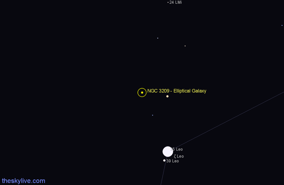 Finder chart NGC 3209 - Elliptical Galaxy in Leo star