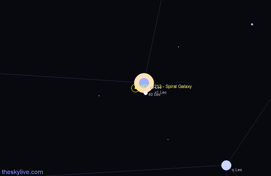 Finder chart NGC 3213 - Spiral Galaxy in Leo star