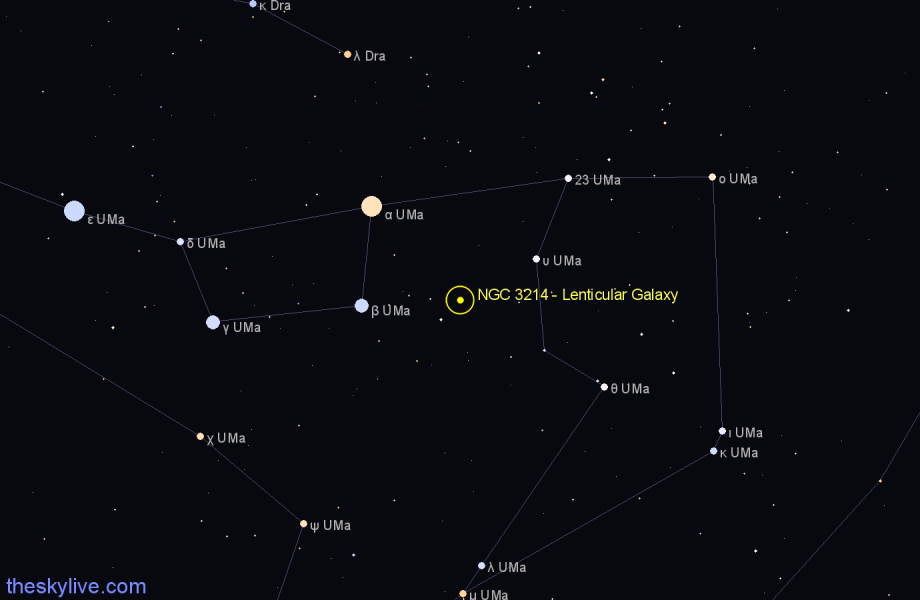 Finder chart NGC 3214 - Lenticular Galaxy in Ursa Major star