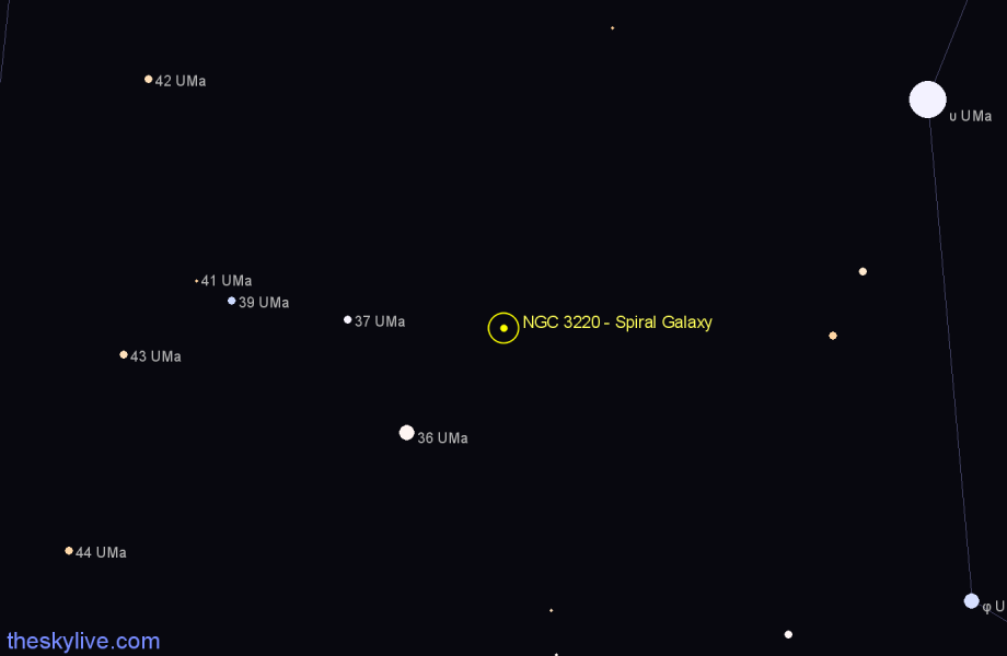 Finder chart NGC 3220 - Spiral Galaxy in Ursa Major star